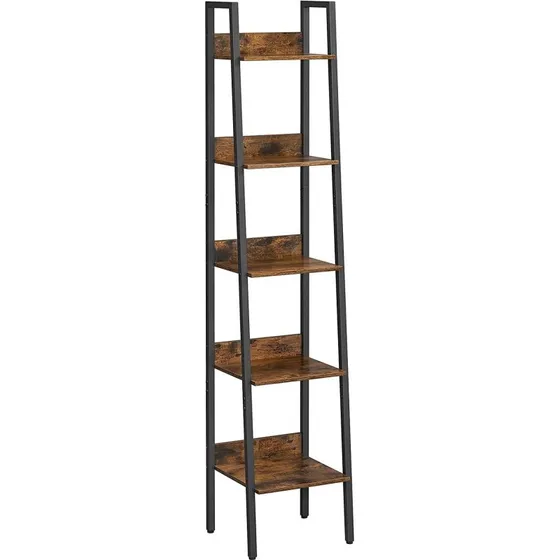 Vasagle Ladder hylde LLS109B01, 5-lags smal hylde, rustik brun og sort