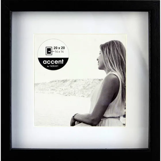 Nielsen Design Aura 20x20 cm Billedramme med Passepartout, Sort Træ