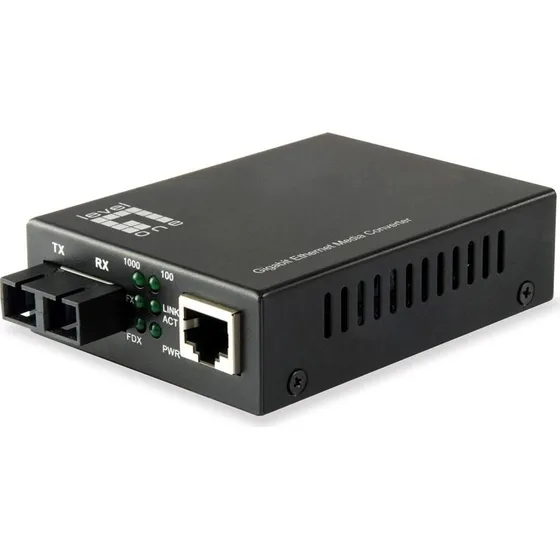 LevelOne GVT-2002 RJ45 til SC Fibermediekonverter 1 Gbps, 20 km, multimodus