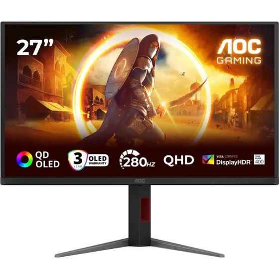 AOC Q27G4ZD 27" QDOLED Gaming-skærm, 280 Hz, sort/rød