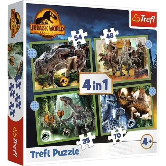 Trefl Threatening Dinosaurs 4-i-1 Puslespil