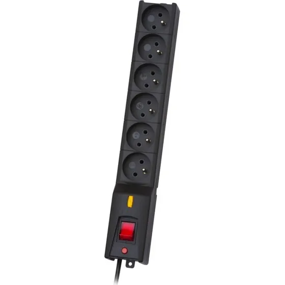Lestar LX 610 6-stik strømstødsbeskytter, 3 m, sort