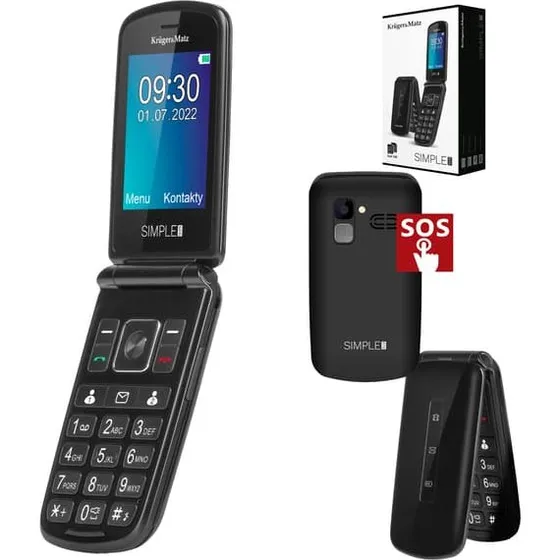 Kruger&Matz Simple 929 GSM-telefon til seniorer, sort, 2,8" skærm