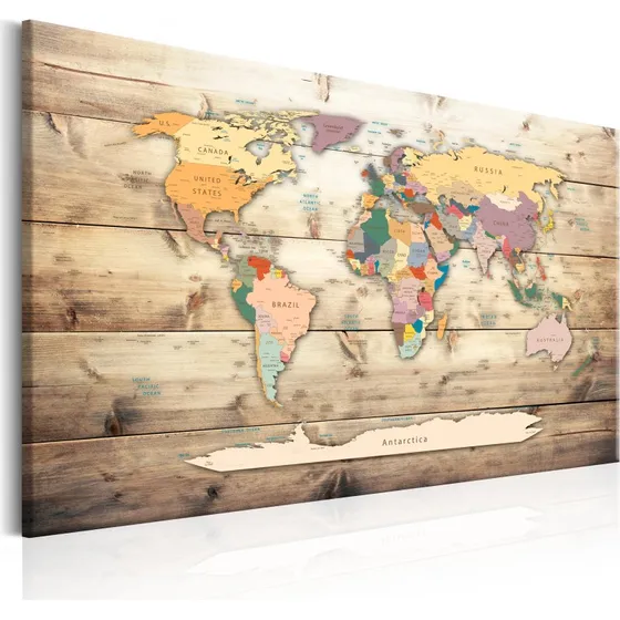 ARTGEIST World Map: Colourful Continents – Lærred 120x80 cm
