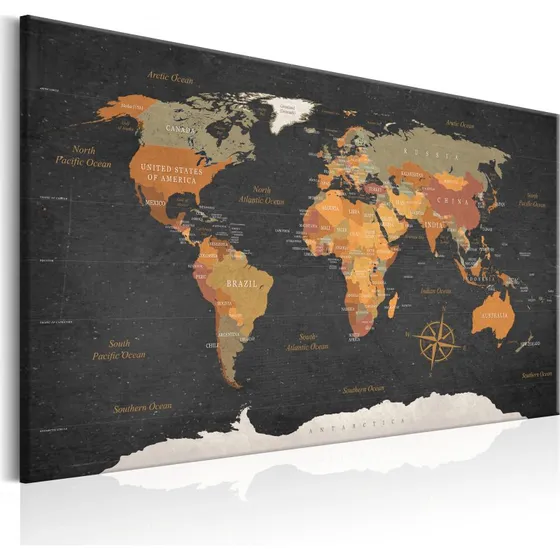 ARTGEIST World Map: Secrets of the Earth 120x80 cm på lærred