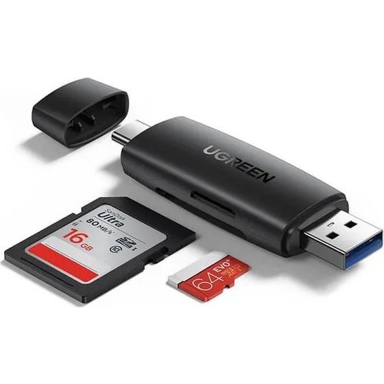 Ugreen CM304 USB-C/USB-A Kortlæser, Sort, op til 5 Gbps