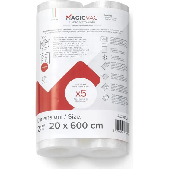 Magic Vac ACO1026 Rulle til Vakuumforpakning 20x600cm 2 rl