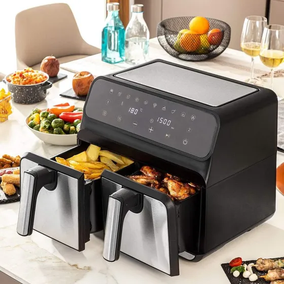 InnovaGoods Fryinn Double 8000, 8 L, sort, 3400 W, rustfrit stål