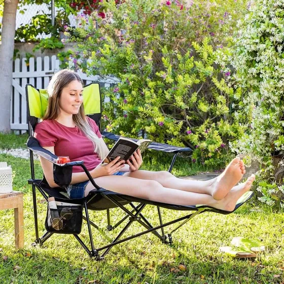 InnovaGoods Sammenklappelig Lounger-Campingstol med Fodstøtte og Transporttaske