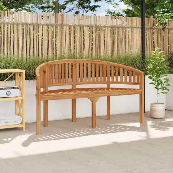 vidaXL Bananbænk 151 cm massivt teaktræ