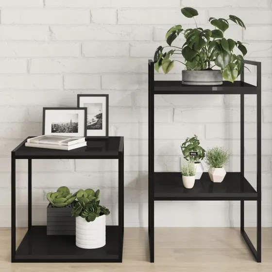 vidaXL 8 stk. boghylder 40x40x1,5 cm konstrueret træ sort højglans