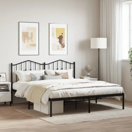 vidaXL Sengeramme med Sengegavl 180x200 cm, Metal, Sort