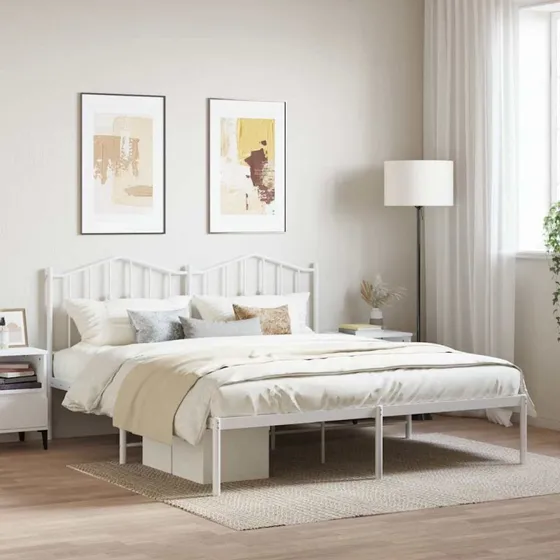 vidaXL Sengeramme med Sengegavl 180x200 cm Metal Hvid