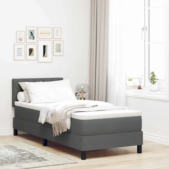 vidaXL Box spring seng med hovedgærde, mørkegrå, 80 x 200 cm