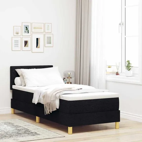 vidaXL Boxspring Seng med Hovedgærde, Sort 80 x 200 cm