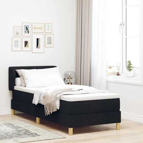 vidaXL Boxspring Seng med Madras, Sort, 80 x 200 cm