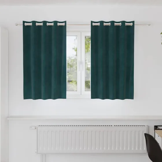 vidaXL Mørklægningsgardiner 2 stk Mørkegrøn 140 x 140 cm Fløjl