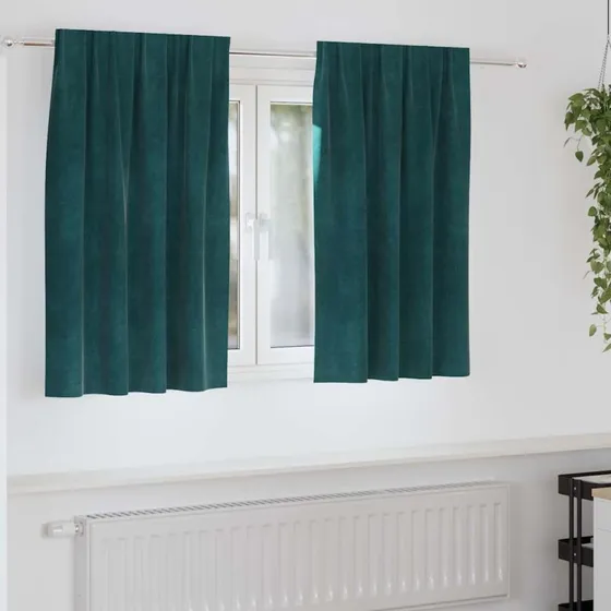 vidaXL Mørklægningsgardiner 2 stk, Mørkegrøn, 140 x 140 cm, Fløjl