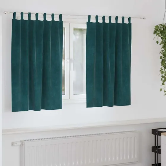 vidaXL Mørklægningsgardiner 2 stk, Mørkegrøn, 140 x 140 cm, Fløjl