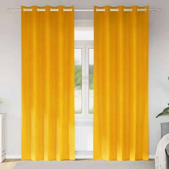 vidaXL Mørklægningsgardiner 2 stk Sennepsgul 140 x 260 cm Fløjl