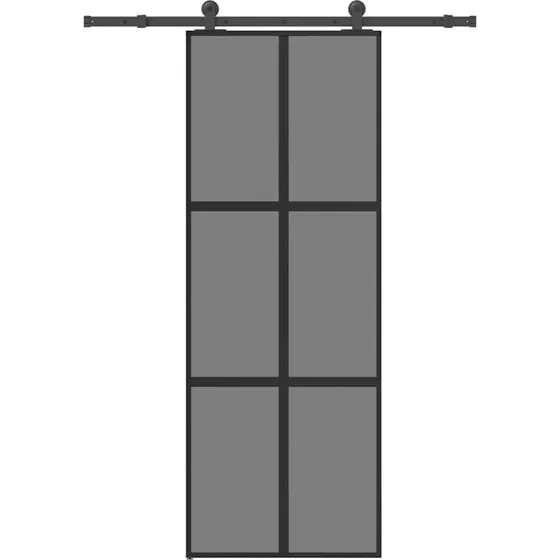 vidaXL Skydedør 76x205 cm med hærdet glas og aluminium