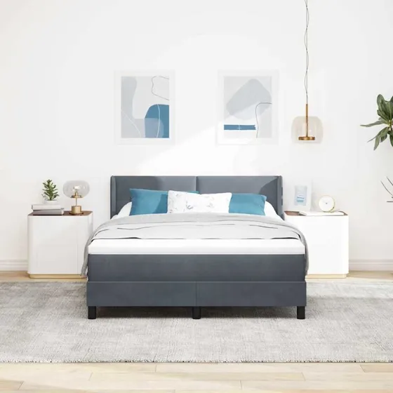 vidaXL Boxspring Seng Mørkegrå 200x160 cm Fløjl med Hovedgærde