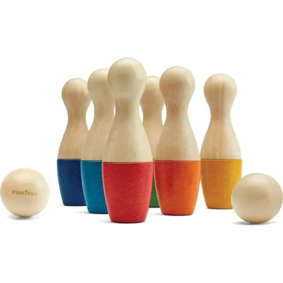 PlanToys PT-5735 Bowling Sæt til Børn – 6 Kegler, 2 Kugler, 3+ år
