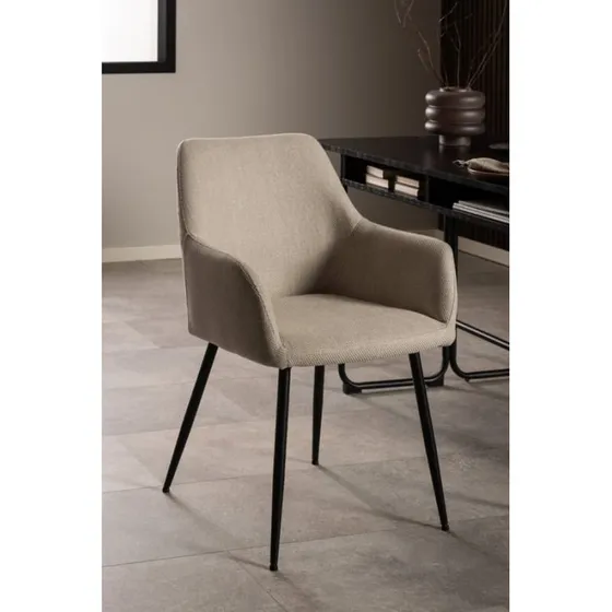 Lizzy Stol med armlæn, beige, mat sort stel