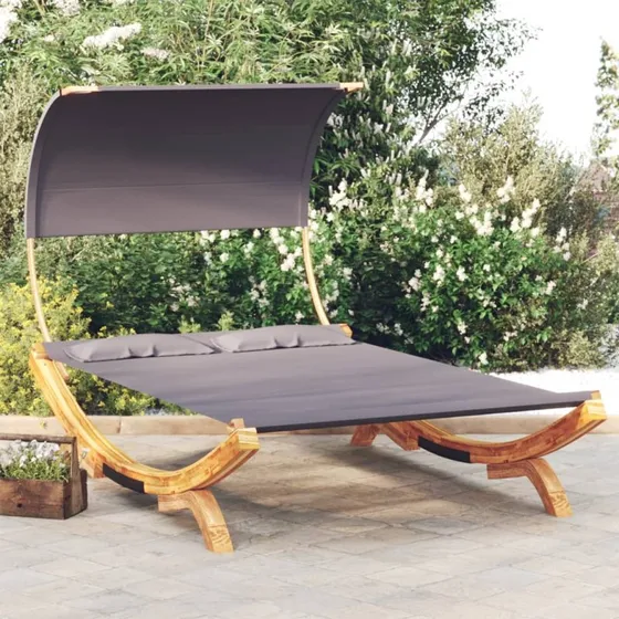 vidaXL loungeseng med baldakin 165x203x126 cm antracitgrå