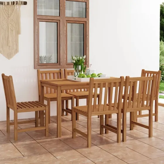 vidaXL 7-delt havespisesæt 140x80 cm massivt teaktræ