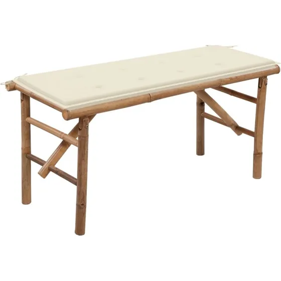 Bambus Foldbar Havebænk 118 cm Blå, 120 x 50 x 7 cm