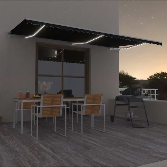 vidaXL Markise 600x300 cm automatisk antracit med LED og vindsensor
