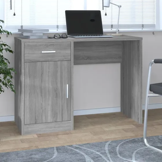 vidaXL Skrivebord med Skab 100x40x73 cm Grå Sonoma-Eg