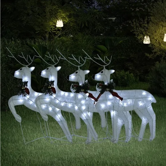 vidaXL Julerensdyr 4 stk. 80 LED'er hvid