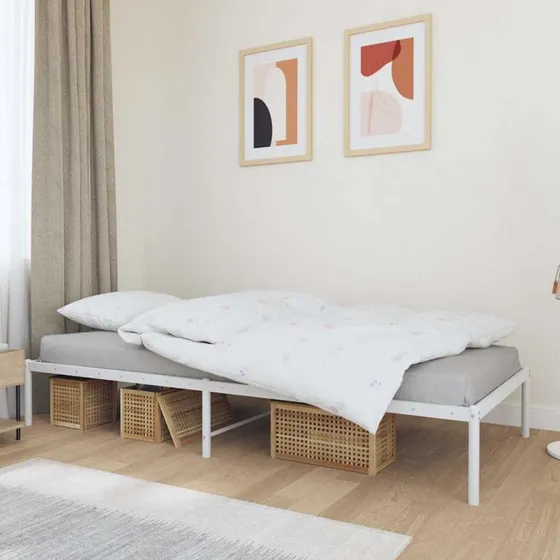 vidaXL Sengeramme 90x200 cm metal hvid