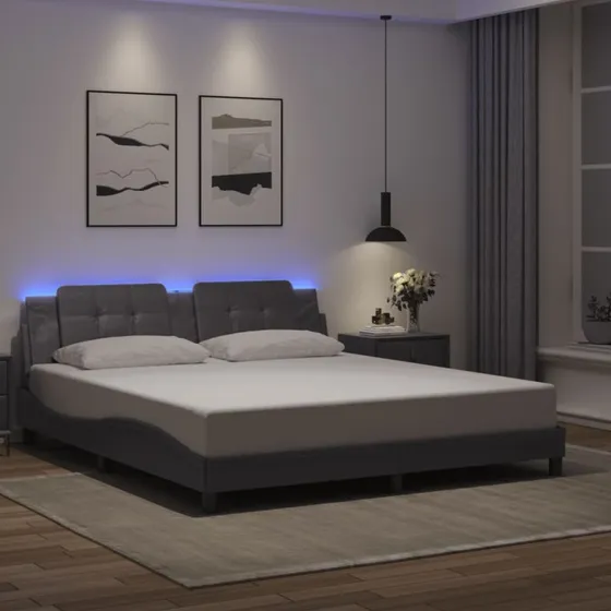 vidaXL Zadar 180x200 cm sengeramme med LED, sort