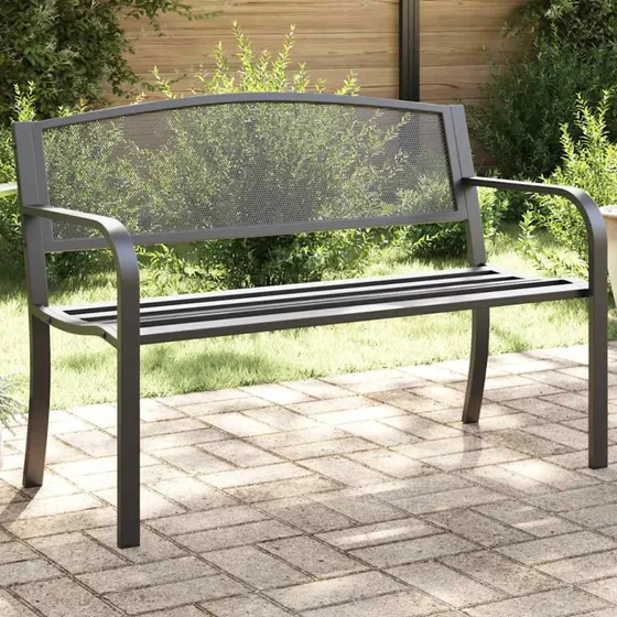 vidaXL havebænk 119 cm stål sort