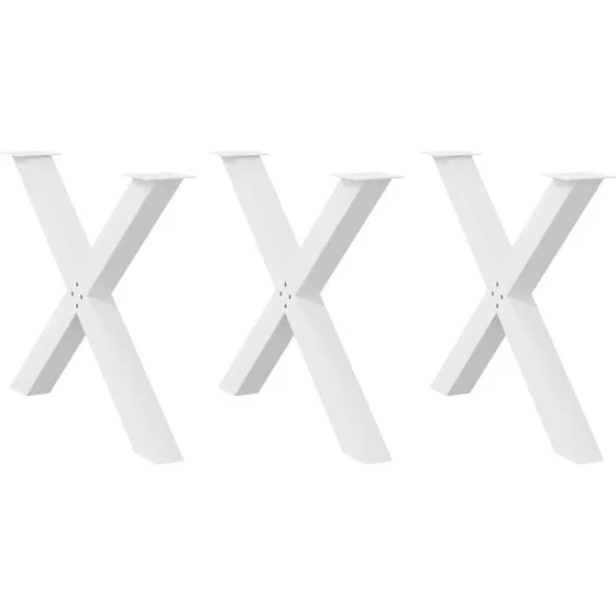 vidaXL X-formet spisebordsben 3 stk. hvid 90 x (72-73) cm stål