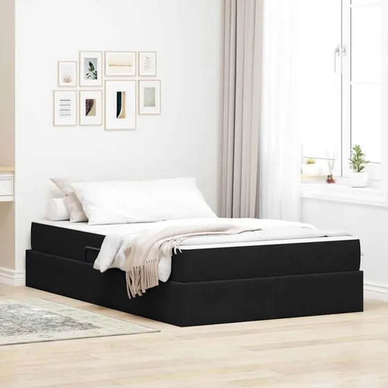 vidaXL Seng med opbevaring og madras, Sort 120 x 200 cm
