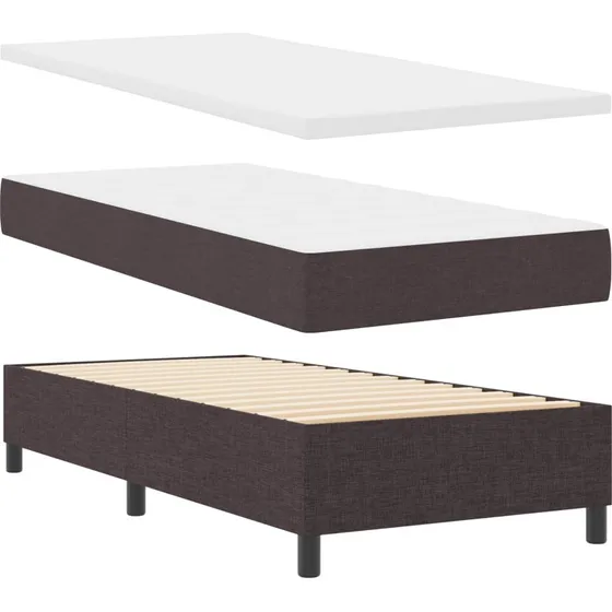 vidaXL Boxspring seng med LED, mørkebrun, 90 x 190 cm