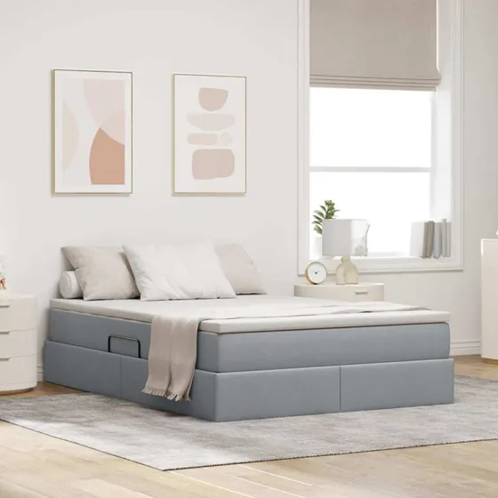 vidaXL Seng med opbevaring 140 x 200 cm Lysegrå