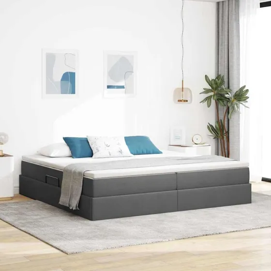 vidaXL Seng med opbevaring 200 x 200 cm Mørkegrå