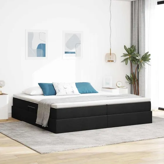 vidaXL Seng med opbevaring, 200 x 200 cm, Sort