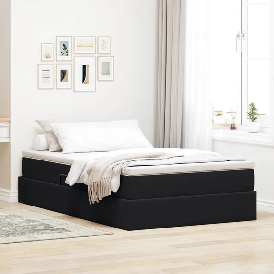 vidaXL Seng med opbevaring, Sort 120 x 190 cm, Fløjl