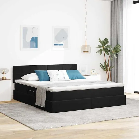 vidaXL Opbevaringsseng med madras, Sort, 180 x 200 cm