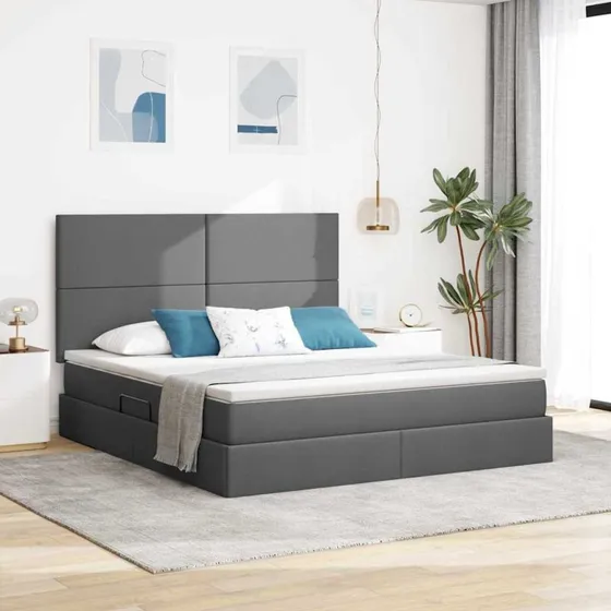 vidaXL Seng med opbevaring, mørkegrå 180 x 200 cm
