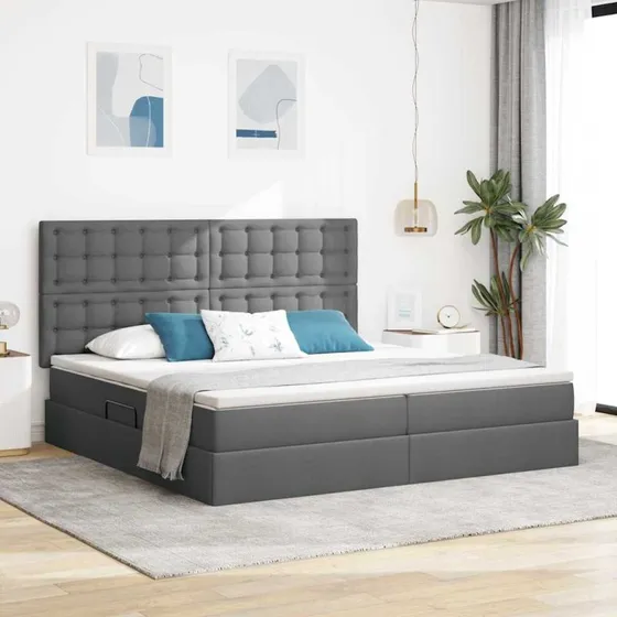 vidaXL LED-opbevaringsseng 200 x 200 cm mørkegrå