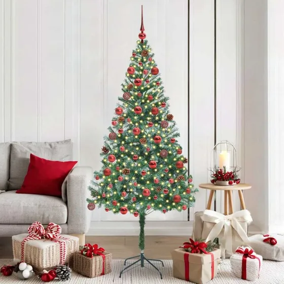 vidaXL Kunstigt juletræ 180 cm med 300 LED'er, grønt, PVC og stål