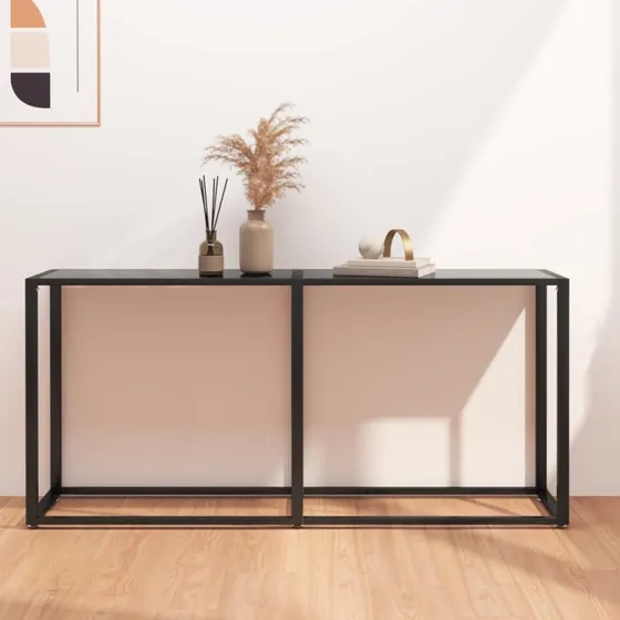 vidaXL Konsolbord 160x35x75,5 cm, hærdet glas, sort