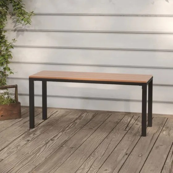 vidaXL Havebænk 110 cm Stål og WPC Brun og Sort